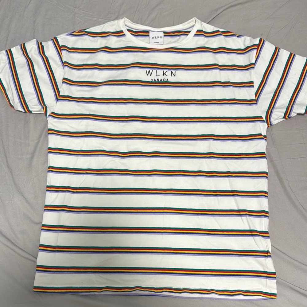 White Short Sleeve Tee with Classic Stripes